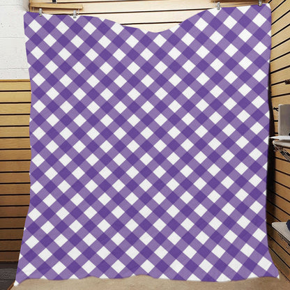 Gingham Purple Pattern Print Design 03 Premium Quilt
