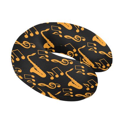 Saxophone Pattern Print Design 02 U-Shaped Travel Neck Pillow