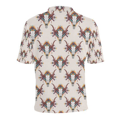 Buffalo Head Pattern Print Design 02 Men Polo Shirt