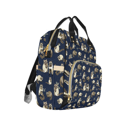 Raccoon Pattern Print Design A06 Diaper Bag Backpack
