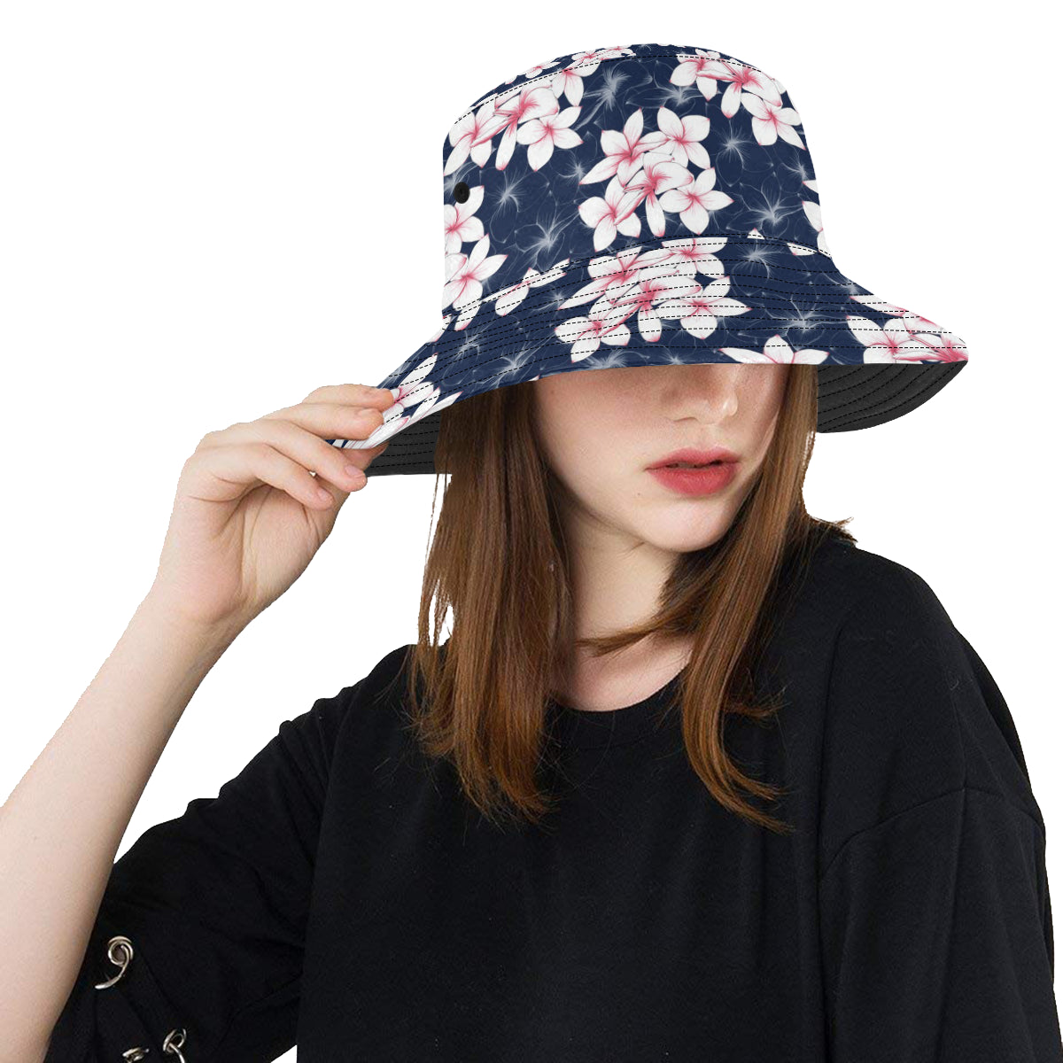 Plumeria Pattern Print Design PM017 Unisex Bucket Hat