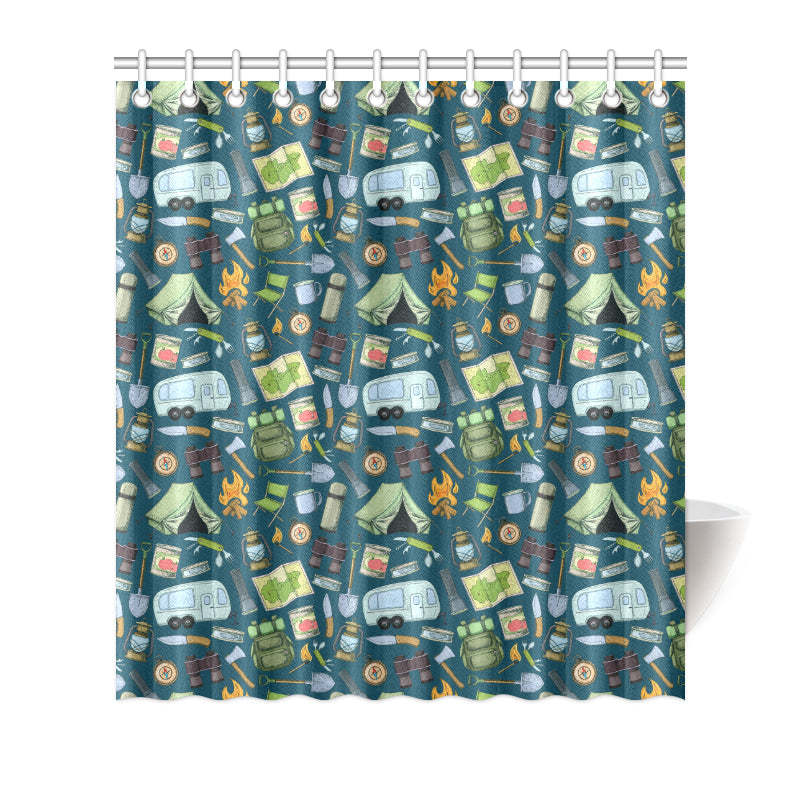 Camping Pattern Print Design 02 Shower Curtain