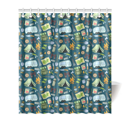 Camping Pattern Print Design 02 Shower Curtain