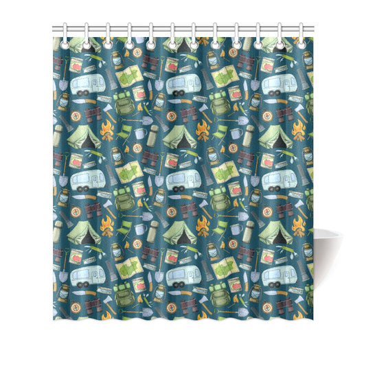 Camping Pattern Print Design 02 Shower Curtain