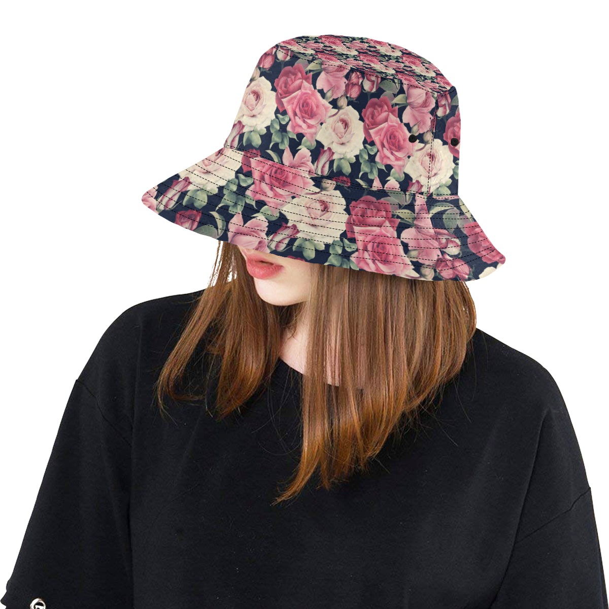 Rose Pattern Print Design RO05 Unisex Bucket Hat