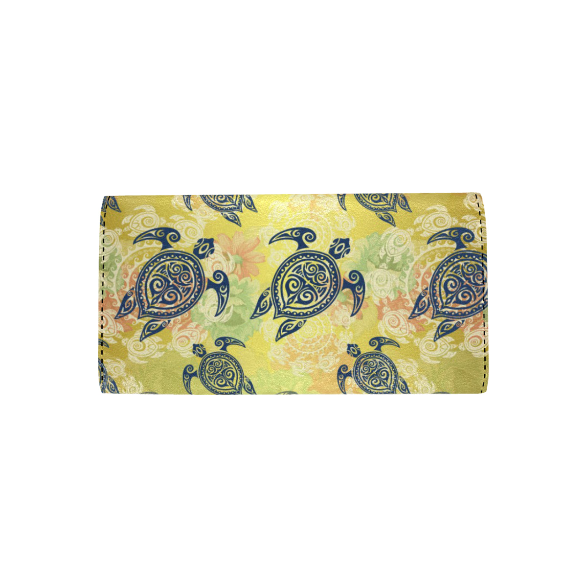 Hawaiian Turtle Tribal Design Print Women's Trifold Wallet