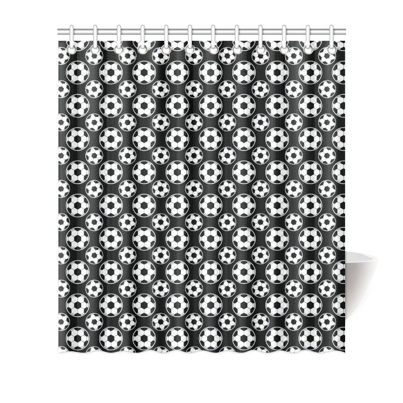 Soccer Ball Black Print Pattern Shower Curtain