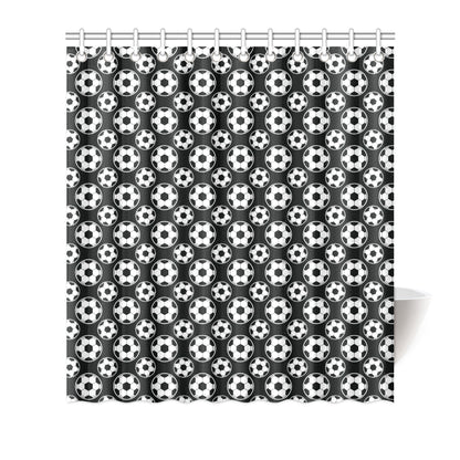 Soccer Ball Black Print Pattern Shower Curtain