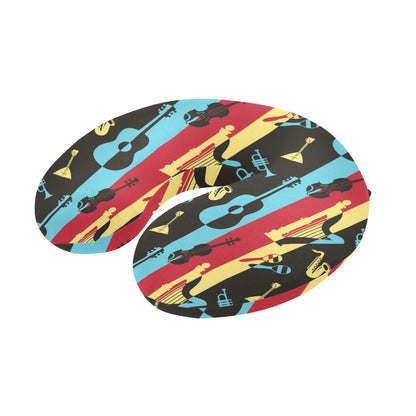 Jazz Pattern Print Design 02 U-Shaped Travel Neck Pillow