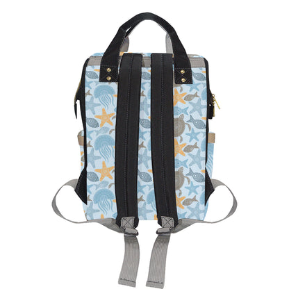 Polynesian Jellyfish Turtle Print Diaper Bag Backpack