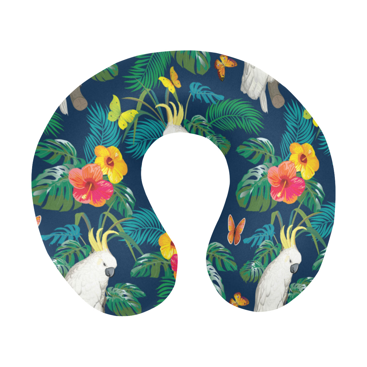 Cockatoo Tropical Pattern Print Design 02 U-Shaped Travel Neck Pillow