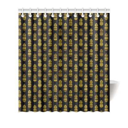 Pineapple Gold Tribal Style Print Shower Curtain