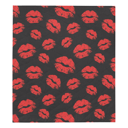 Lip Red Pattern Print Design 02 Premium Quilt