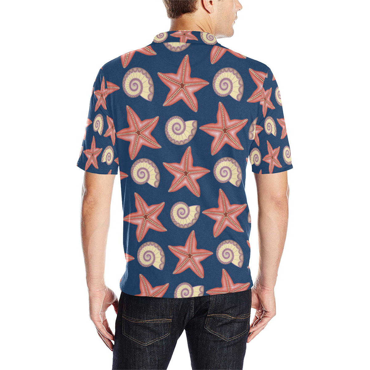 Starfish Pattern Print Design 03 Men Polo Shirt