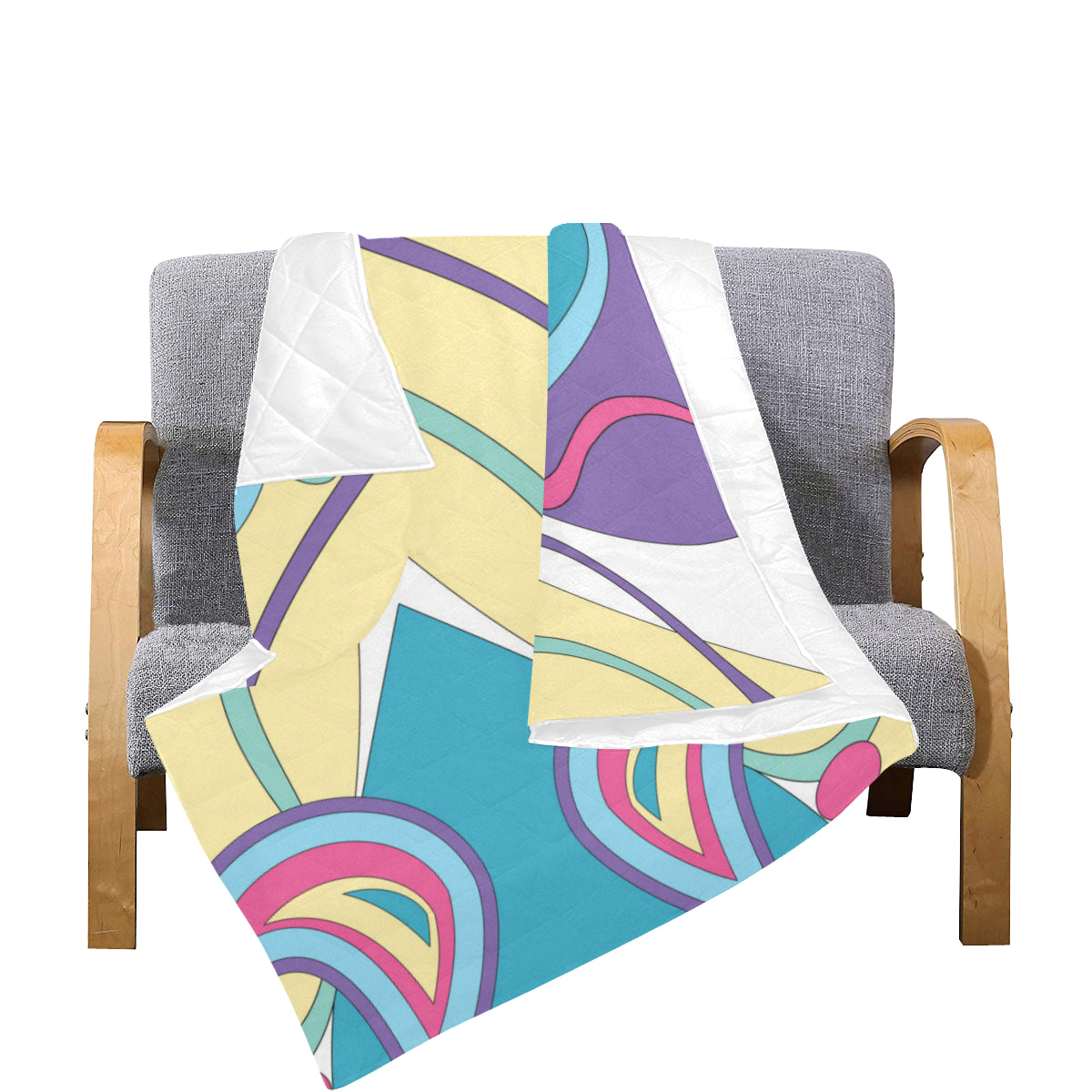 Funky Retro Pattern Print Design A01 Premium Quilt