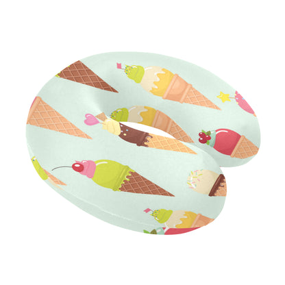 Ice Cream Pattern Print Design 03 U-Shaped Travel Neck Pillow