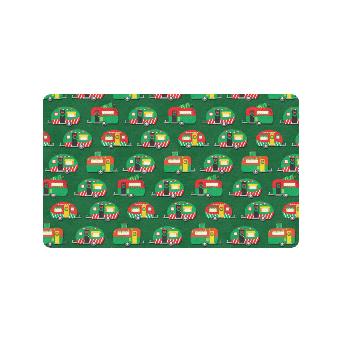 Camper Camping Christmas Themed Print Rubber Doormat
