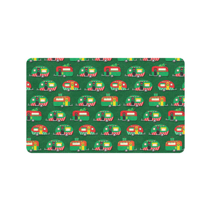 Camper Camping Christmas Themed Print Rubber Doormat