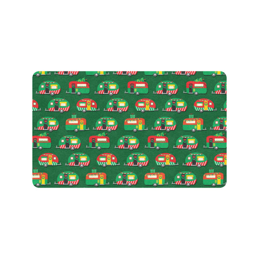 Camper Camping Christmas Themed Print Rubber Doormat
