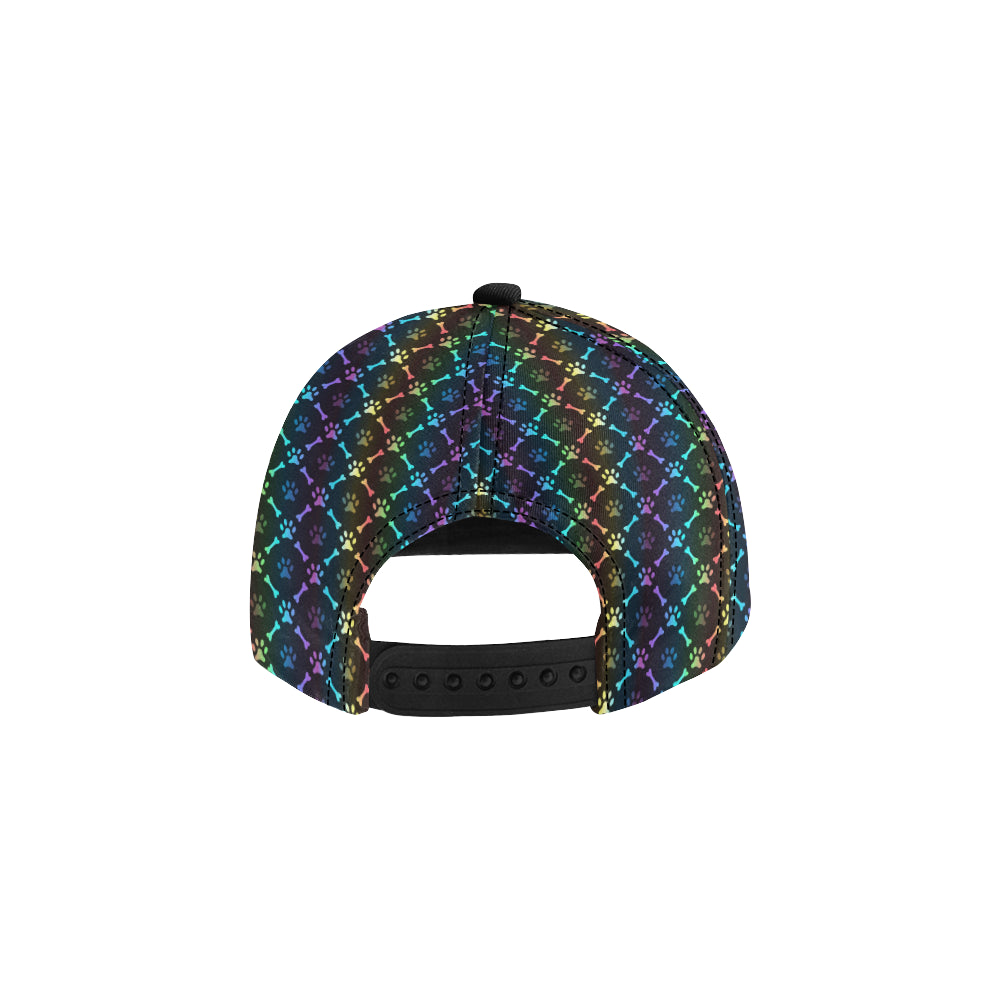 Paw Rainbow Print Snapback Cap