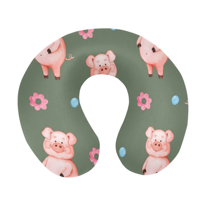 Pig Pattern Print Design 03 U-Shaped Travel Neck Pillow