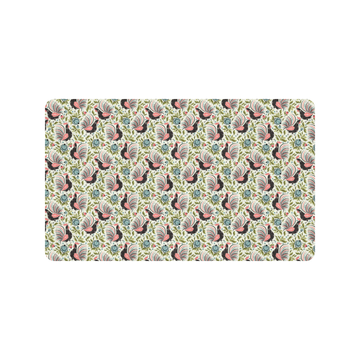Rooster Print Design Rubber Doormat