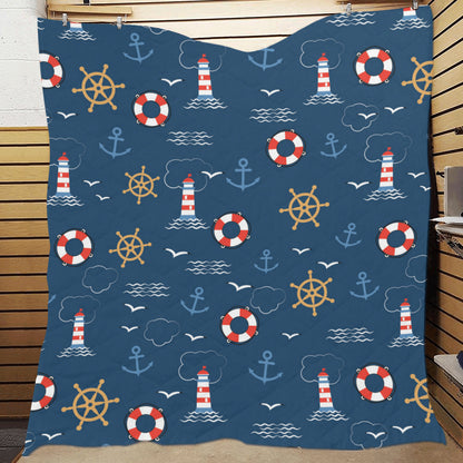 Nautical Pattern Print Design A06 Premium Quilt