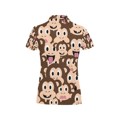 Emoji Monkey Print Pattern Women's Polo Shirt