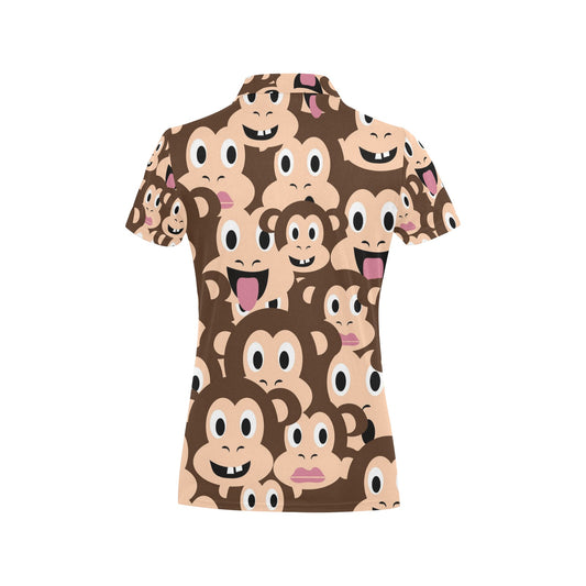 Emoji Monkey Print Pattern Women's Polo Shirt