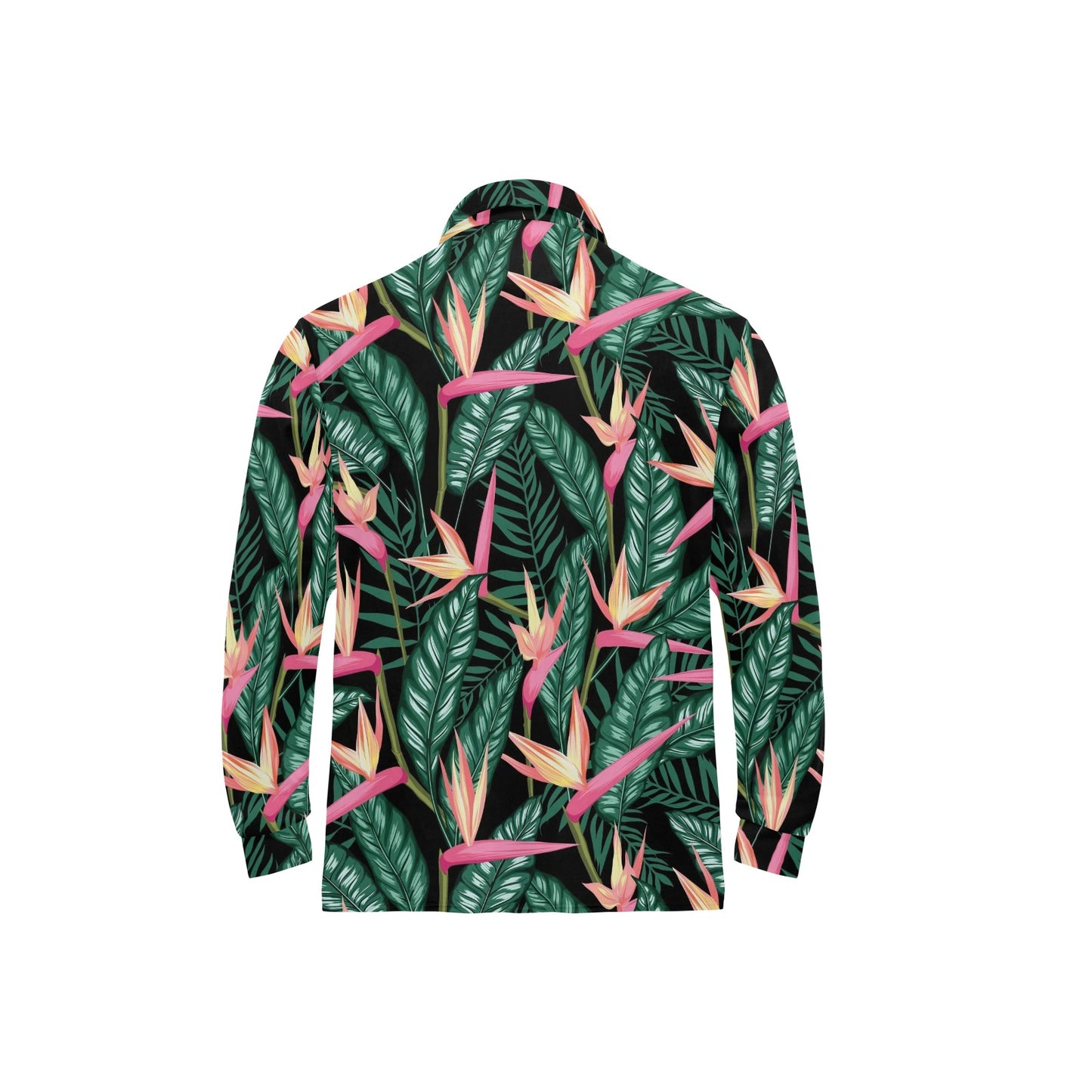 Bird Of Paradise Pattern Print Design BOP03 Long Sleeve Polo Shirt For Men's
