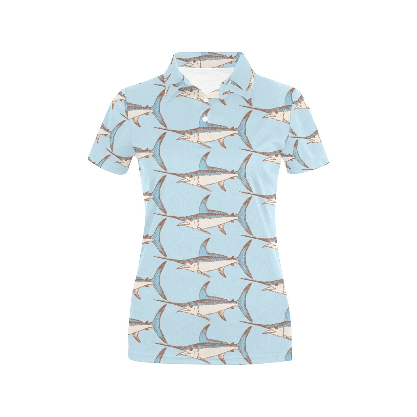 Swordfish Pattern Print Design 01 Women's Polo Shirt