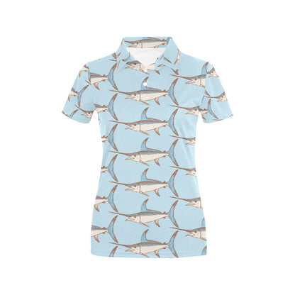 Swordfish Pattern Print Design 01 Women's Polo Shirt