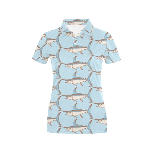Swordfish Pattern Print Design 01 Women's Polo Shirt