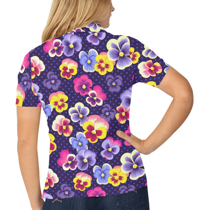 Pansy Pattern Print Design PS04 Women's Polo Shirt