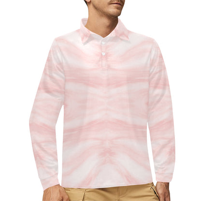 Marble Pattern Print Design 03 Long Sleeve Polo Shirt For Men's