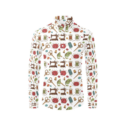 Sewing Equipment Print Design LKS304 Men's Long Sleeve Dress Shirt