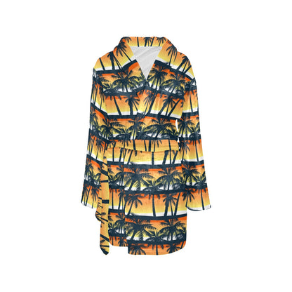 Palm Tree Pattern Print Design PT011 Women's Fleece Robe