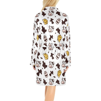 Cow Pattern Print Design 06 Women's Fleece Robe