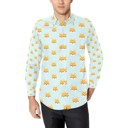 Shiba Inu Print Design LKS301 Men's Long Sleeve Dress Shirt