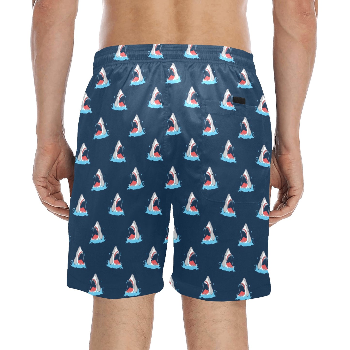 Shark Print Design LKS3010 Men's Swim Trunks Beach Shorts