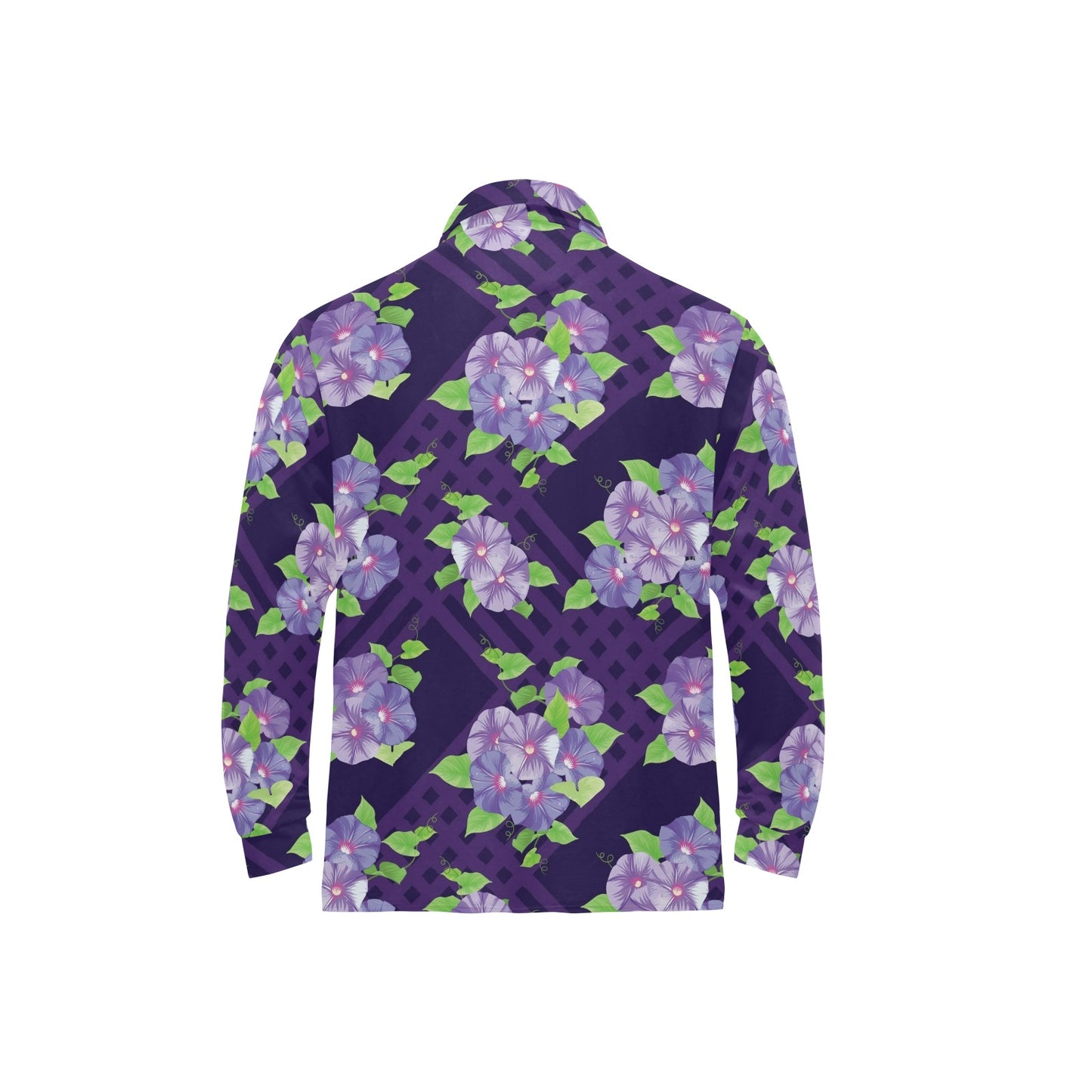 Morning Glory Pattern Print Design MG03 Long Sleeve Polo Shirt For Men's