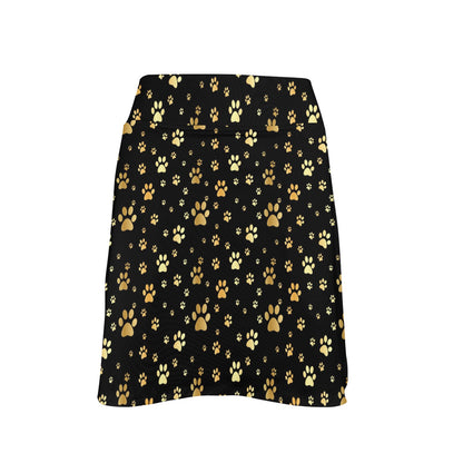 Paw Gold Print 17" Golf & Pickleball Skort with Pockets