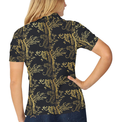 Tiger Gold Print Design LKS307 Women's Polo Shirt