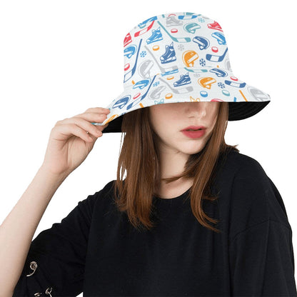 Hockey Equipment Print Design LKS301 Unisex Bucket Hat