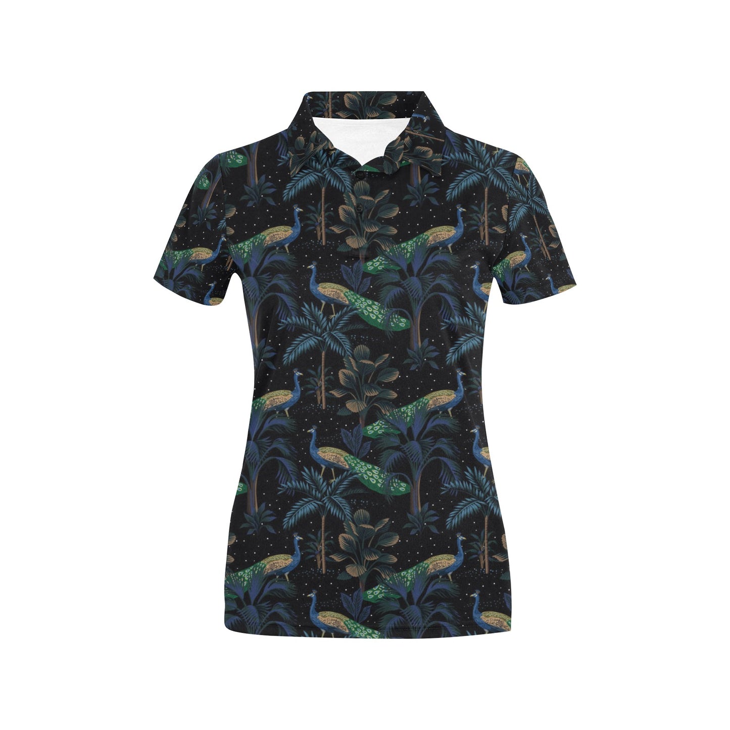 Rainforest Peacock Pattern Print Design A04 Women's Polo Shirt