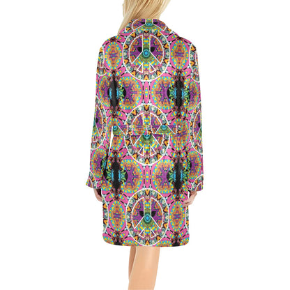 Peace Sign Pattern Print Design A03 Women's Fleece Robe