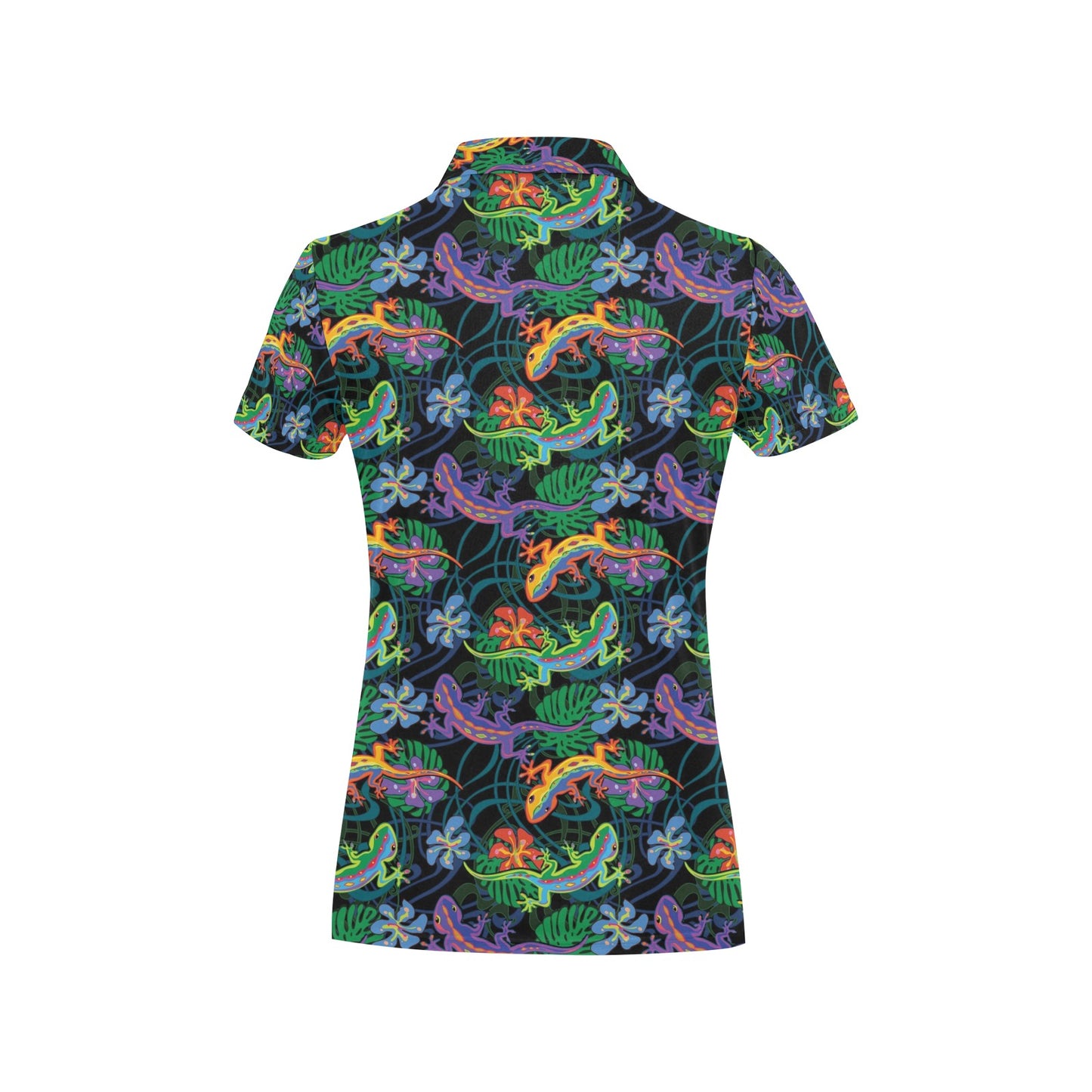 Gecko Colorful Pattern Print Design 01 Women's Polo Shirt