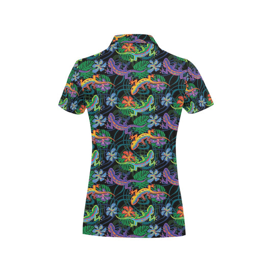 Gecko Colorful Pattern Print Design 01 Women's Polo Shirt