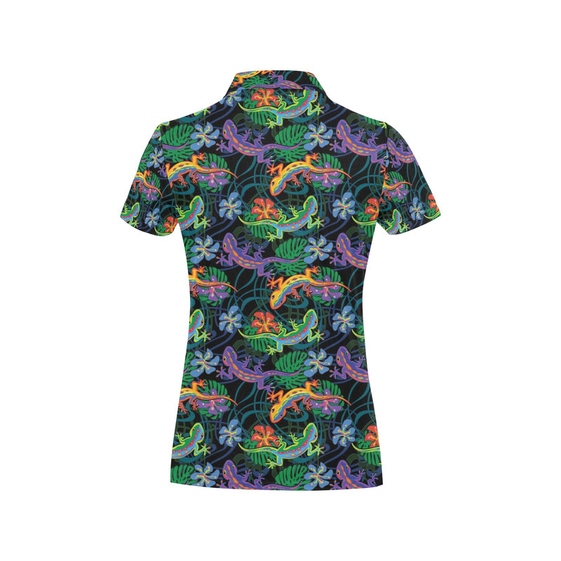 Gecko Colorful Pattern Print Design 01 Women's Polo Shirt