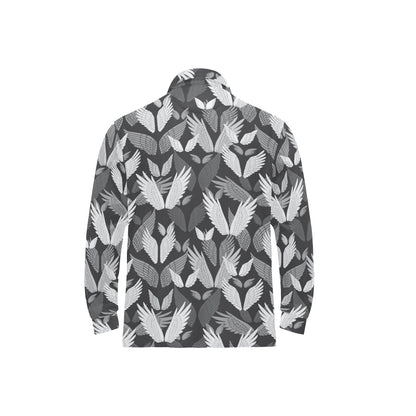 Angel Wings Pattern Design Themed Print Long Sleeve Polo Shirt For Men's